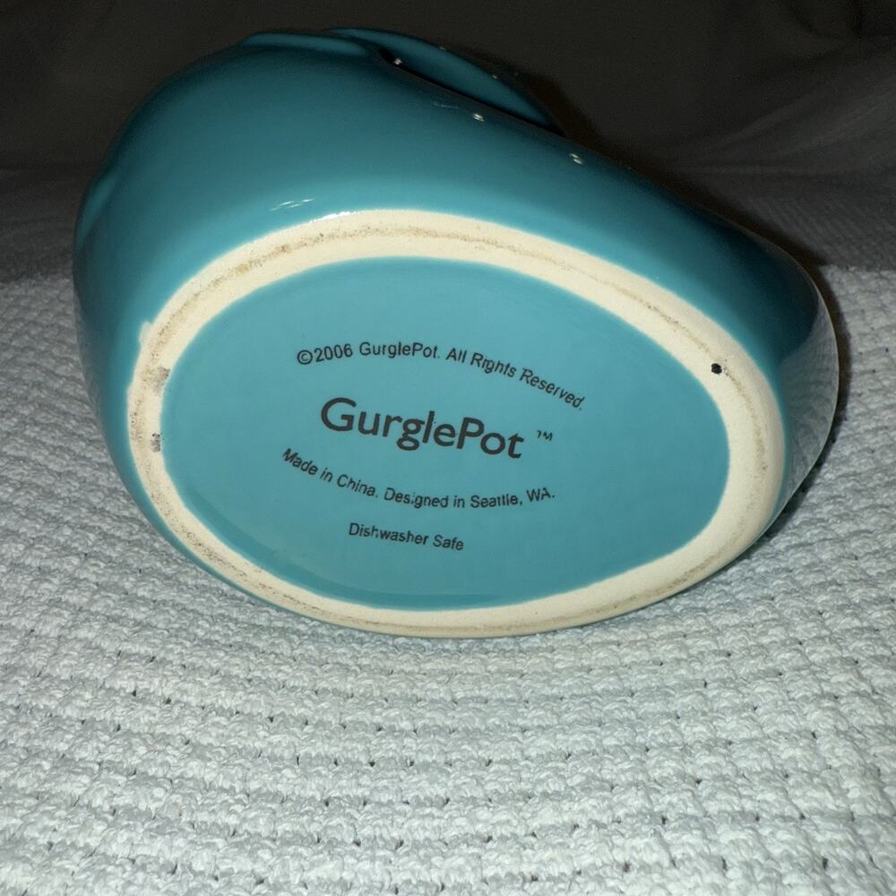 Original GurglePot Aqua Blue Large 9.5" 42 Ounce Stoneware Gurgling Fish - Picture 2 of 6
